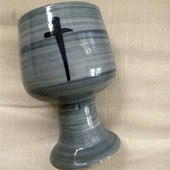 Louisville Stoneware Blue Cross Goblet Chalice - Picture 3 of 5